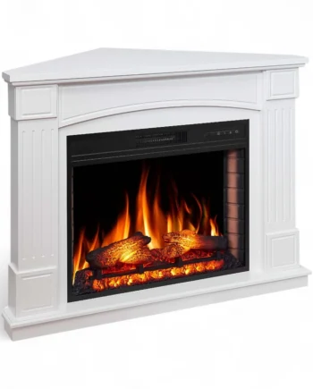 Boston Klassisk Fritstående Hjørneelpejs Hvid