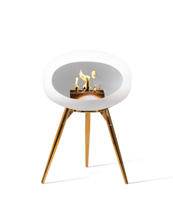 Hvid Biopejs Med Rose Gold Skål Ground Low 45cm Ben Rose Gold