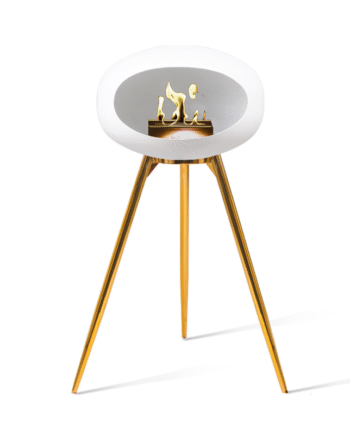 Hvid Biopejs Med Rose Gold Skål Ground Wood 79cm Ben Rose Gold