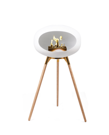 Hvid Biopejs Med Rose Gold Skål Ground Wood 79cm Ben Særbehandlet