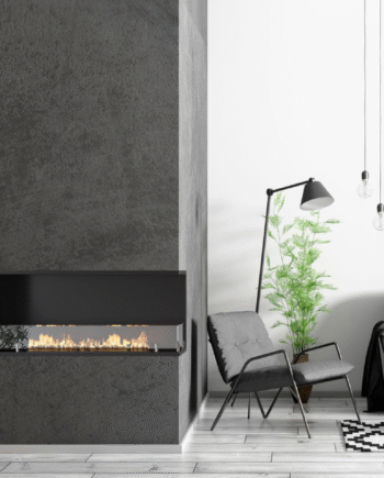 Indbygningsbiopejs Sidet Hjørne Pejs